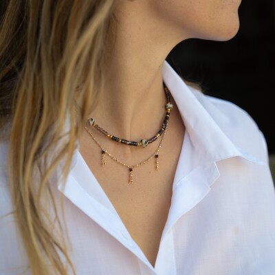 Le collier en pierres marron Guillemette