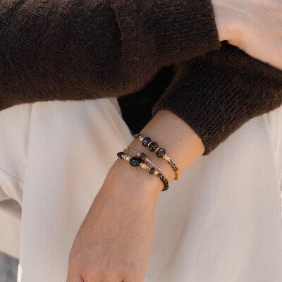 Le bracelet plaqué or et pierres marron Emere