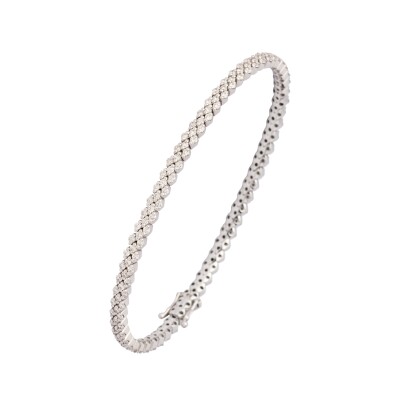 Bracelet Rivière de diamants, Or blanc, Lombard Joaillier