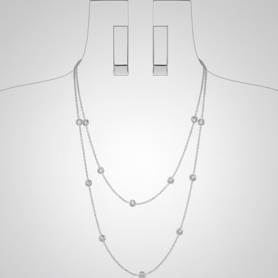 Sautoir Or Blanc 17 diamants