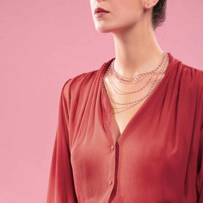 Collier Gigi Clozeau Classique en or rose et résine saumon, 50cm