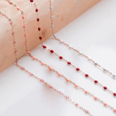 Collier Gigi Clozeau Classique en or rose et résine saumon, 50cm