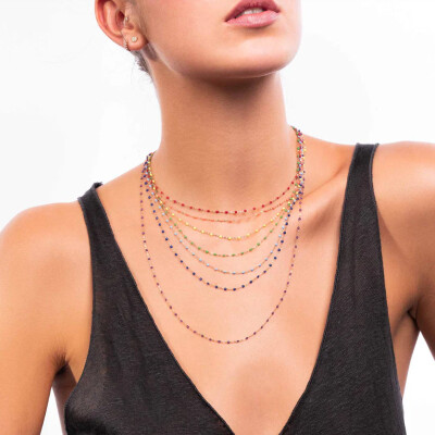 Collier Gigi Clozeau Classique en or rose et résine jaune fluo, 42cm