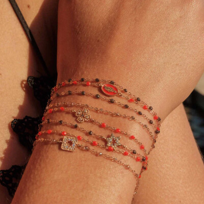 Bracelet Gigi Clozeau Classique en or rose et résine sparkle, 17cm