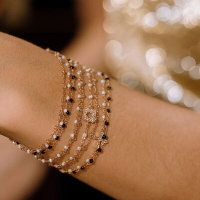 Bracelet Gigi Clozeau Classique en or rose et résine sparkle, 17cm