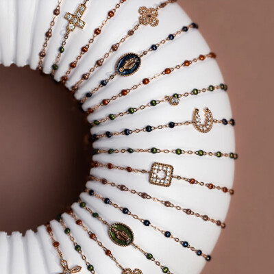 Bracelet Gigi Clozeau Classique en or rose et résine cuivre, 17cm