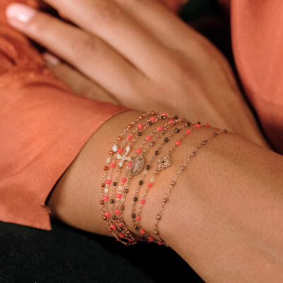 Bracelet Gigi Clozeau Classique en or rose et résine cuivre, 17cm