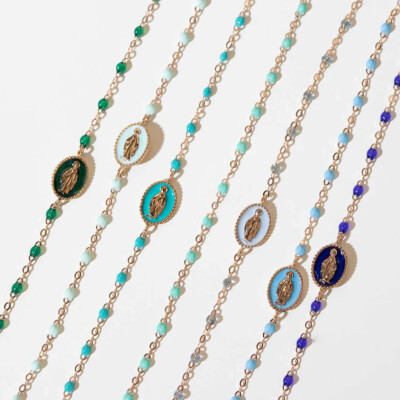 Bracelet Gigi Clozeau Classique en or rose et résine vert d'eau, 17cm