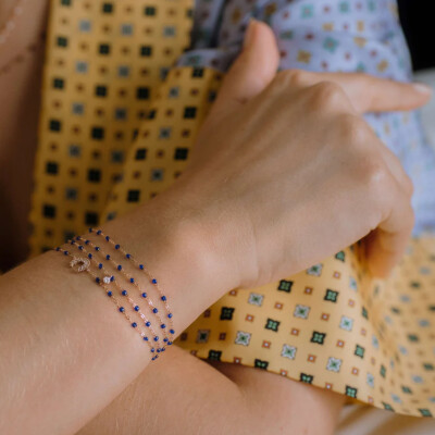 Bracelet Gigi Clozeau Classique en or rose et résine bleu prusse, 17cm vue 3