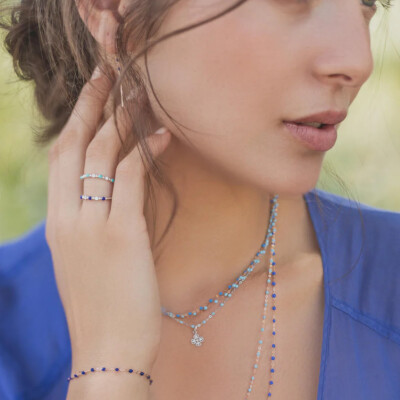 Bracelet Gigi Clozeau Classique en or rose et résine bleu prusse, 17cm vue 4