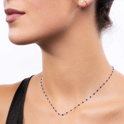 Collier Gigi Clozeau Classique en or rose et résine bleu fluo, 42cm