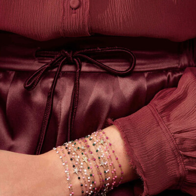 Bracelet Gigi Clozeau Classique en or rose et résine rose bébé, 17cm