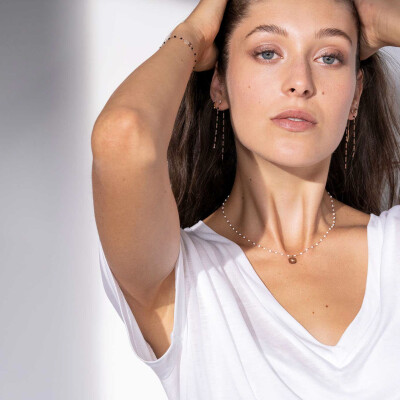 Bracelet Gigi Clozeau Miss Gigi en or rose, résine noire et diamants, taille 17cm