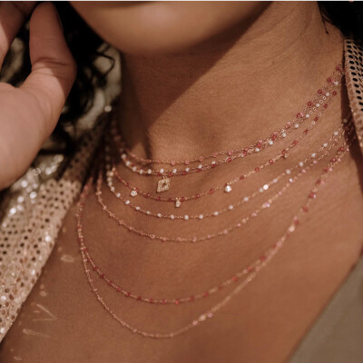 Collier Gigi Clozeau Classique en or rose et résine rosée, 42cm