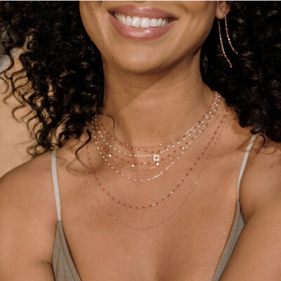 Collier Gigi Clozeau Classique en or rose et résine rosée, 42cm