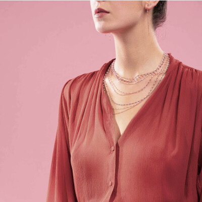 Collier Gigi Clozeau Classique en or rose et résine saumon, 42cm