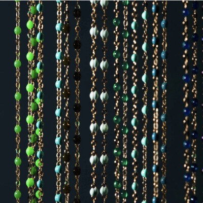 Collier Gigi Clozeau Classique en or rose et résine émeraude, 42cm