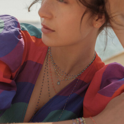 Collier Gigi Clozeau Classique en or rose et résine turquoise, 42cm