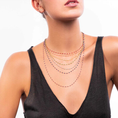 Collier Gigi Clozeau Classique en or rose et résine rouge coquelicot, 42cm