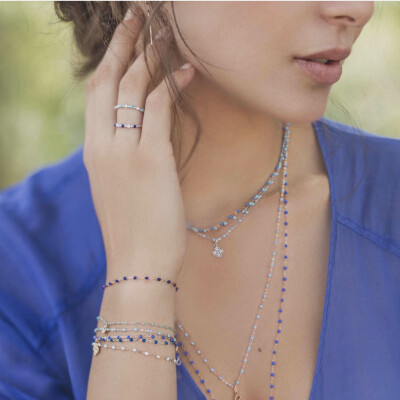 Bracelet Gigi Clozeau Classique en or rose et résine bleu bleuet, 17cm