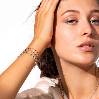 Bracelet Gigi Clozeau Classique en or rose et résine rouge rubis, 17cm