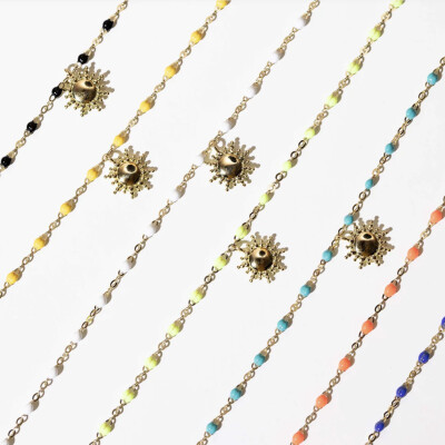 Bracelet Gigi Clozeau Classique en or rose et résine orange, 17cm