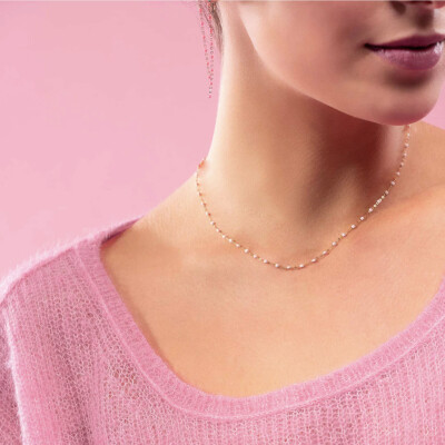 Collier Gigi Clozeau Classique en or rose et résine rose, 42cm