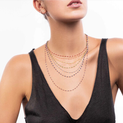 Collier Gigi Clozeau Classique en or rose et résine orange fluo, 42cm