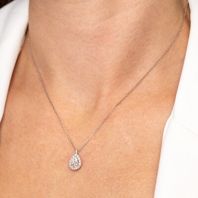 Collier Louis XV or blanc & diamants 