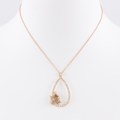 Collier Automne or rose & diamants 