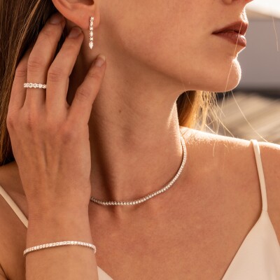 Bracelet Rivière or blanc & diamants 3.8ct