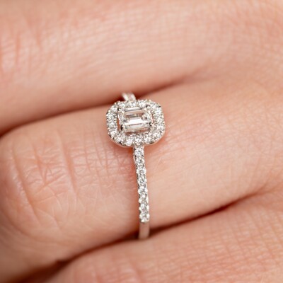 Solitaire Évidence or blanc & diamants