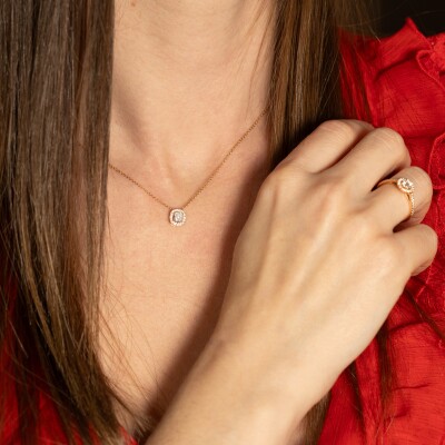 Pendentif sur chaîne Évidence or rose & diamants