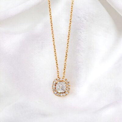 Pendentif sur chaîne Évidence or rose & diamants