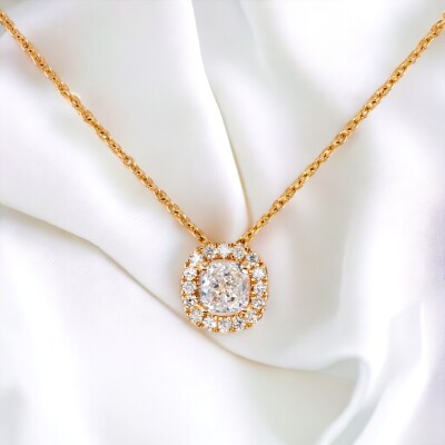 Pendentif sur chaîne Évidence or rose & diamants