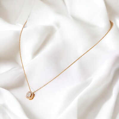 Pendentif sur chaîne Évidence or rose & diamants