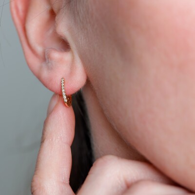 Créoles ovales en or rose et diamants