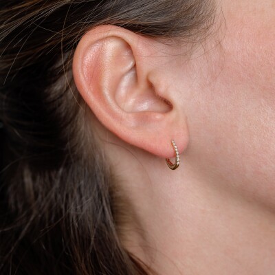 Créoles ovales en or rose et diamants