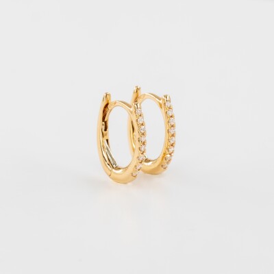 Créoles ovales en or rose et diamants