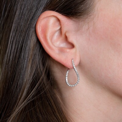 Créoles bulles pavées de diamants en forme de huit