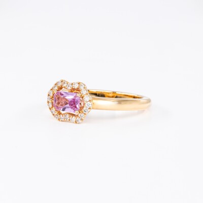 Bague Calyx or rose, saphir & diamants