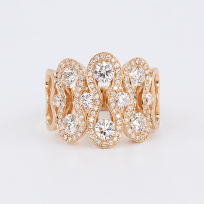 Bague Arlequin or rose & diamants