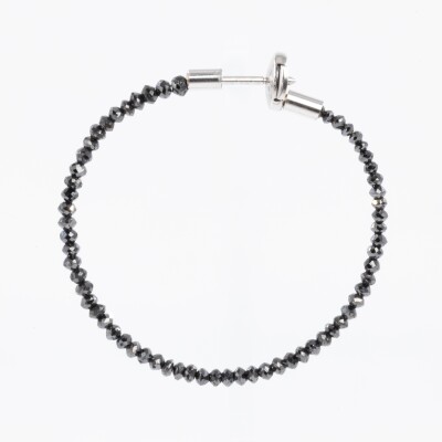 Créoles Mirage or blanc & diamants noirs