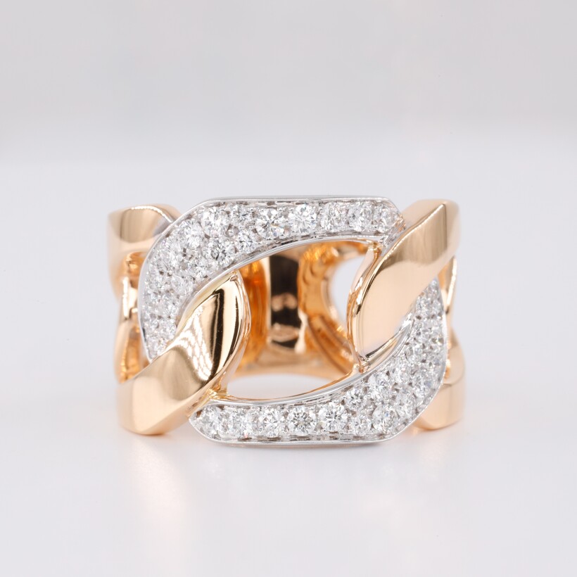 Bague or rose motif anneaux et pavage de diamants