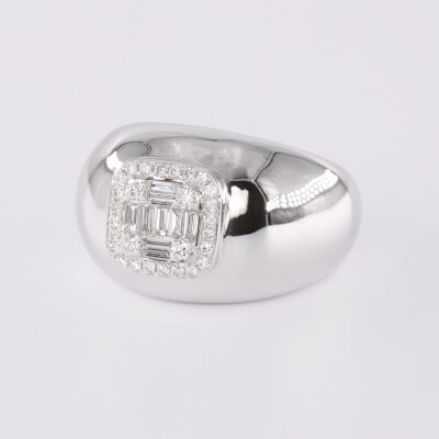 Jonc Jazz or blanc & diamants