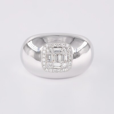 Jonc Jazz or blanc & diamants