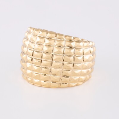 Bague jonc or jaune motif tapissier