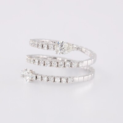 Bague ouverte or blanc et diamants