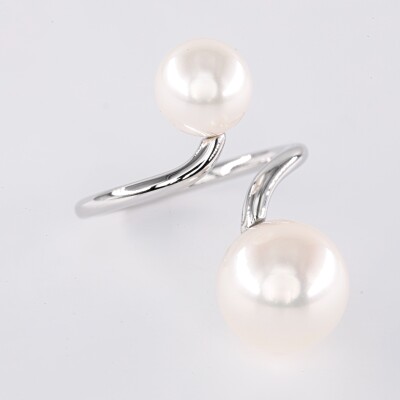 Bague Toi et Moi or blanc & perles 