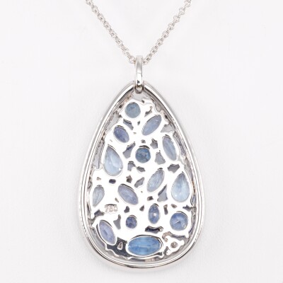 Collier or blanc diamants & saphirs bleus collection Mosaïque